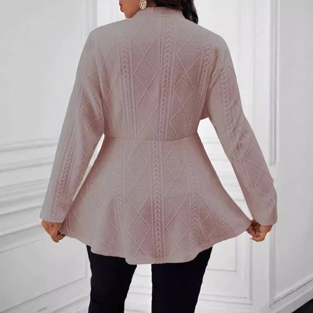 JACQUARD TEXTURED SINGLE BUTTON LONG SLEEVE SUIT