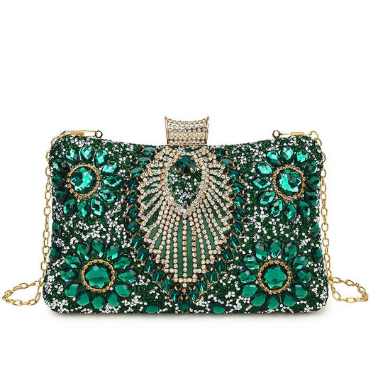 Fashionable rhinestone retro single-shoulder bag