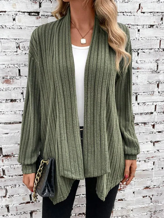 SCARF COLLAR SOLID COLOR CARDIGAN LOOSE KNIT COAT