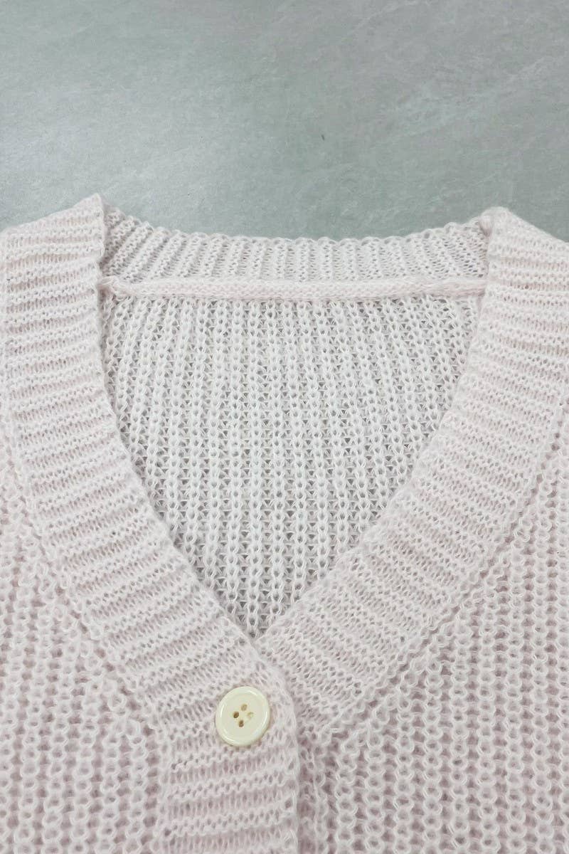 CWOCAL00825_SOLID V NECK CROPPED KNIT CARDIGAN