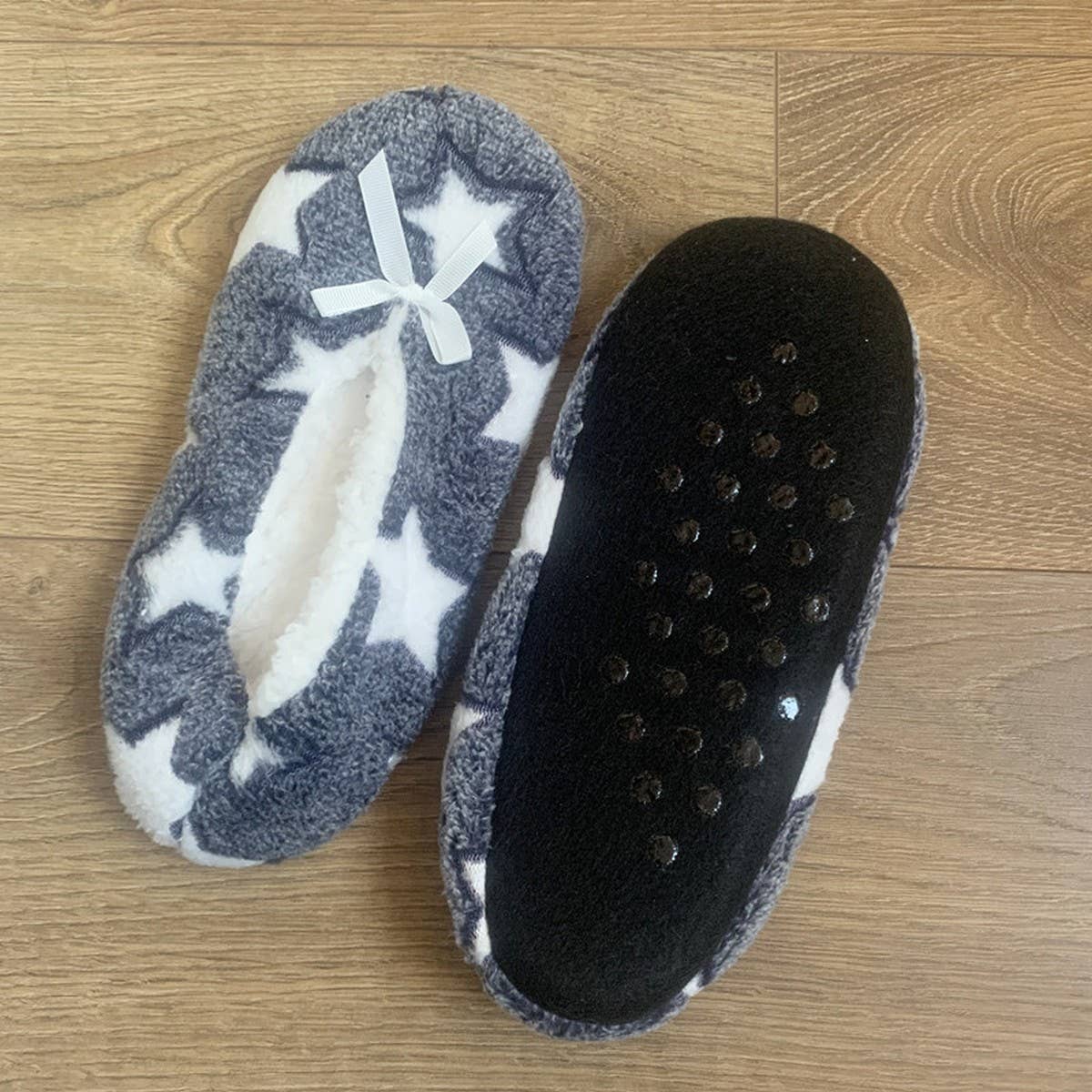 CORAL FLEECE PRINTED SOFT-SOLED SOCKS SLIPPERS