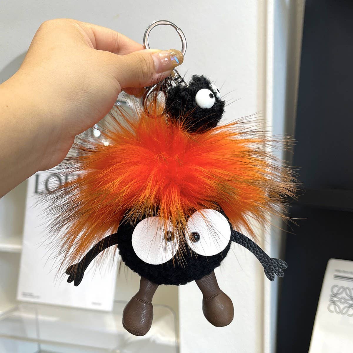 CUTE WOOL BRIQUETTES CAR KEYCHAIN BAG PENDANT