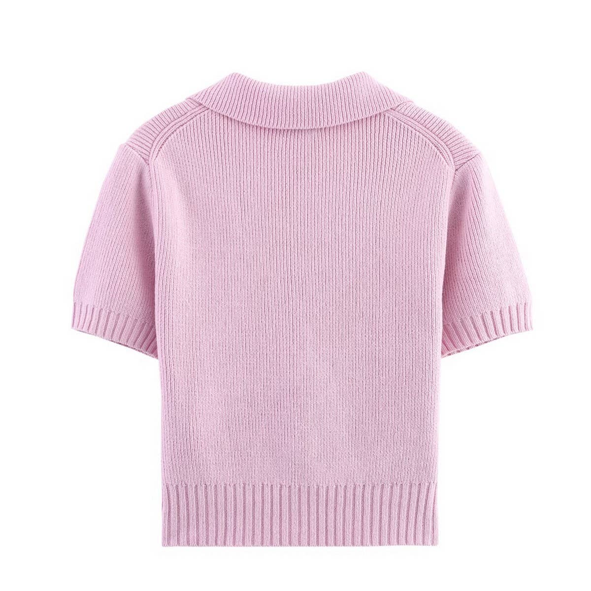 Knit Short Sleeve Top with Bow Detail