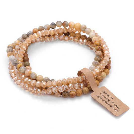 CWAJE4304_GLASS BEAD STONE BEADED FOUR-PIECE BRACELET