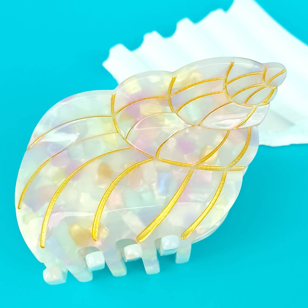 OCEAN BEACH FISH SEASHELL ACRYLIC HAIR CLAW CLIPS _CWAHA0552