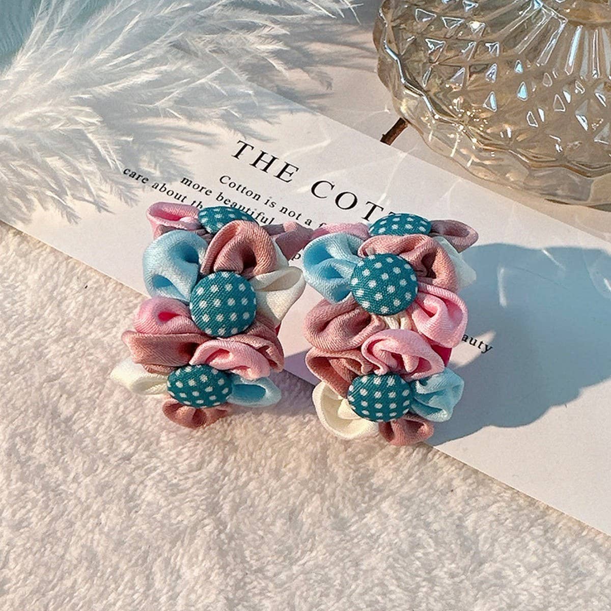 Sweet Fabric Flower Stud Earrings Handmade & Fresh