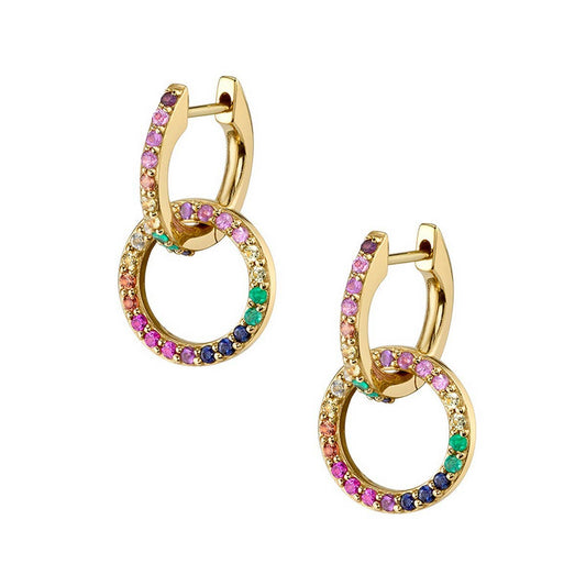 TEMPERAMENT GEOMETRIC DOUBLE HOOP EARRINGS