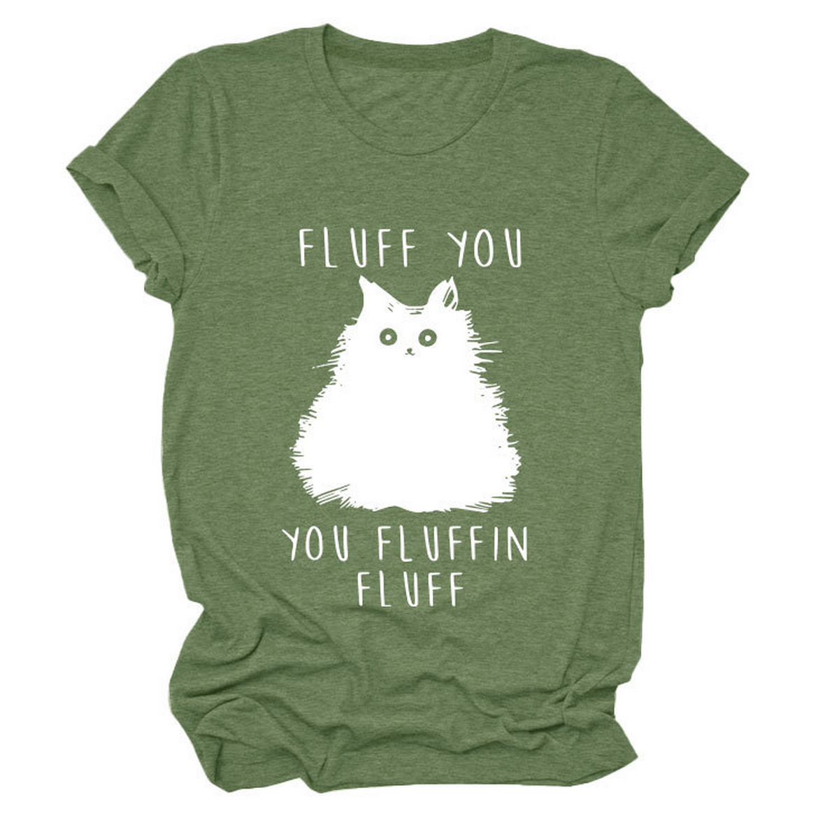 Women??¢s Graphic Tee ??Fluff You Cat Print_CWTTSL0510
