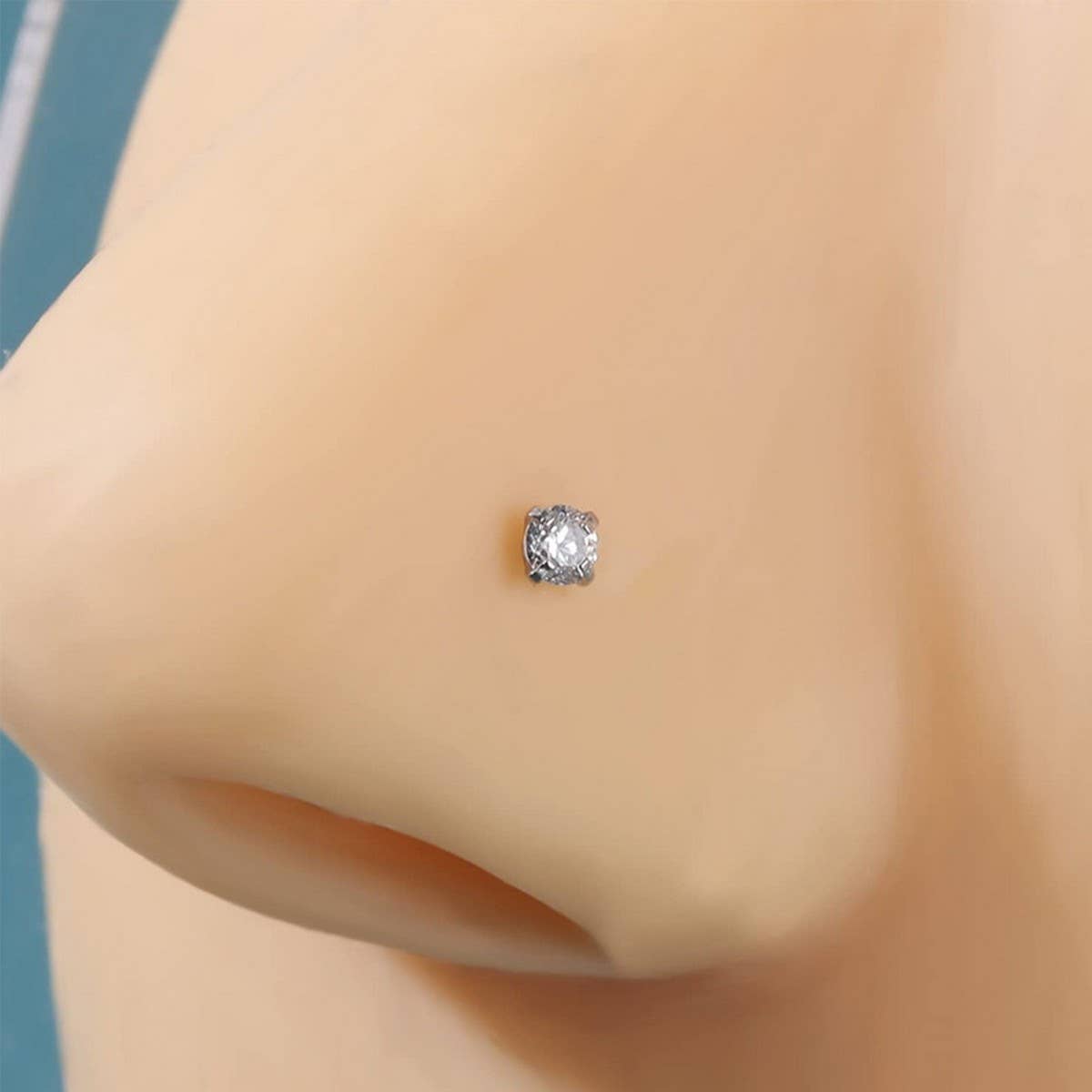 Steel Nose Stud with 5A Zircon on  Straight Bar_CWMM9600