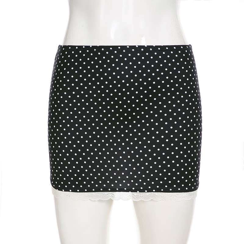 Gentle wind lace lace polka dot hip skirt