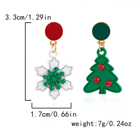 CHRISTMAS TREE SNOWFLAKE EARRINGS