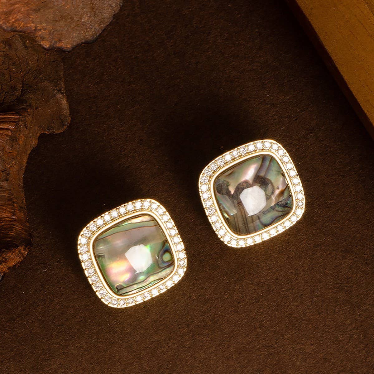 EXQUISITE NATURAL ABALONE DIAMOND EARRINGS_CWMM4280