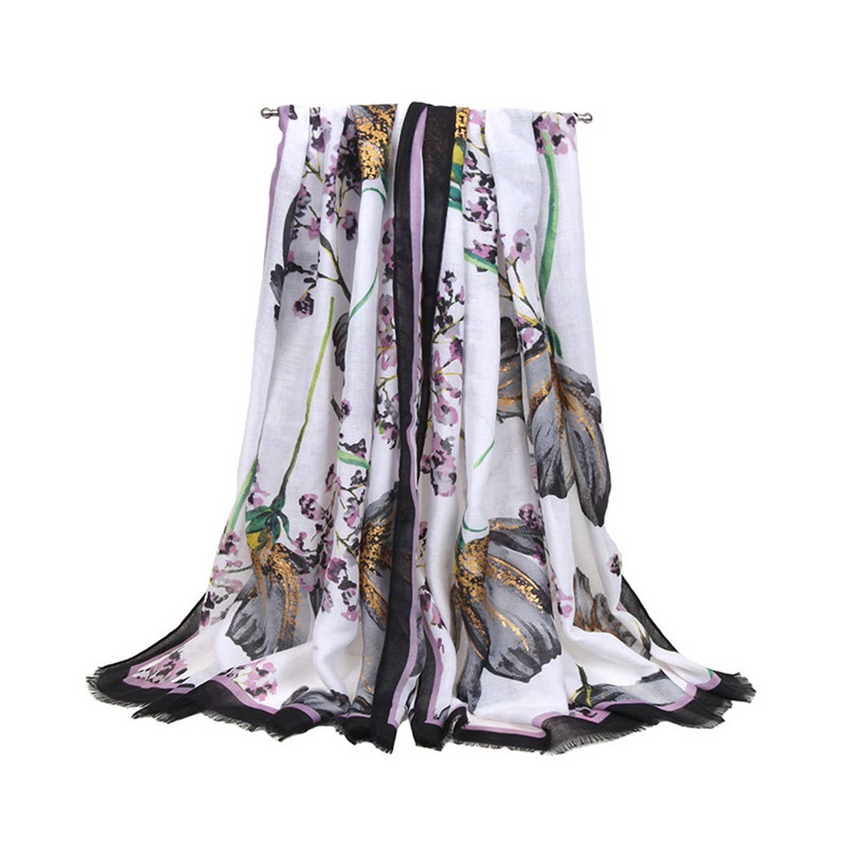 Satin Gold-Trimmed Scarf for Women ? Shawl