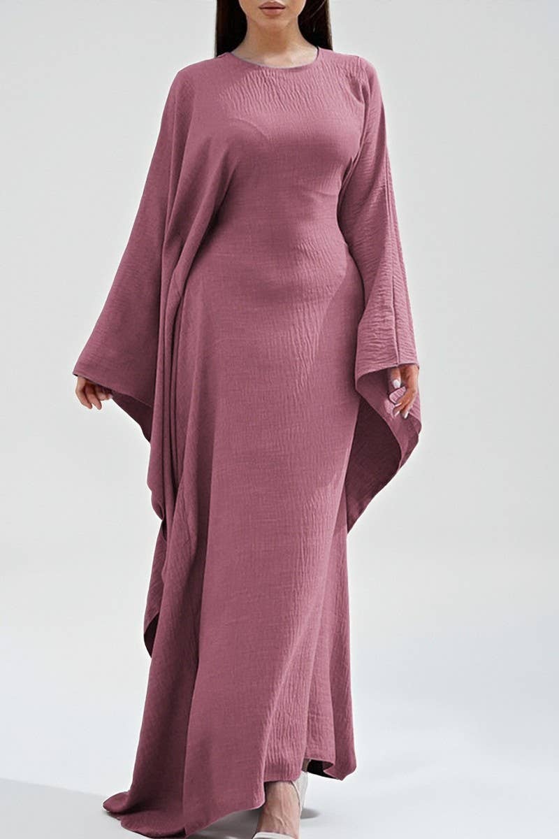 CWDMD01186_ELEGANT SOLID LONG SLEEVE EVENING DRESS