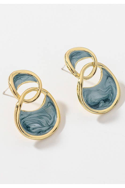 VINTAGE MARBLE ROUND EARRINGS_CWAJE114