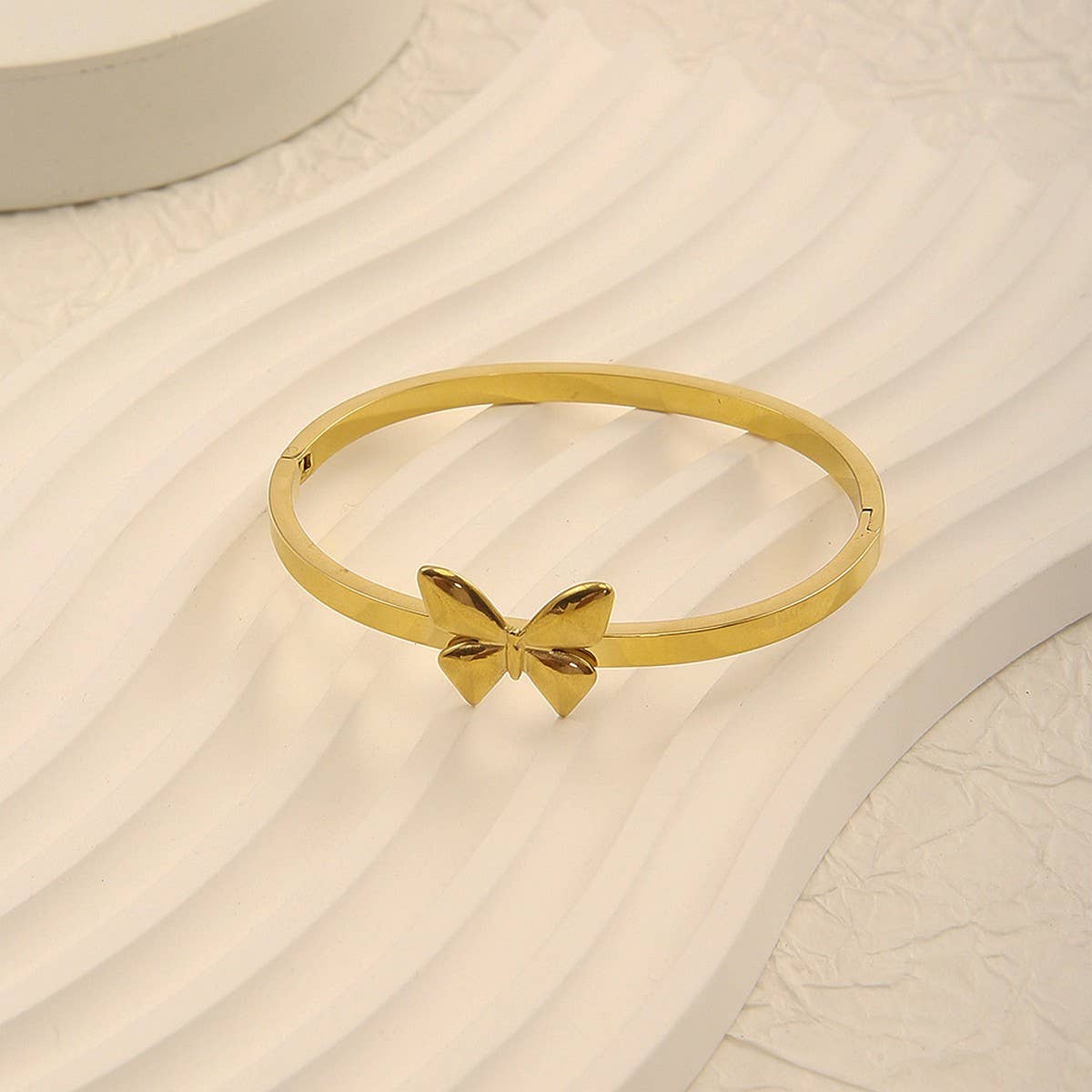 18K Butterfly Cuff Bracelet in Stainless Steel_CWAJE4607