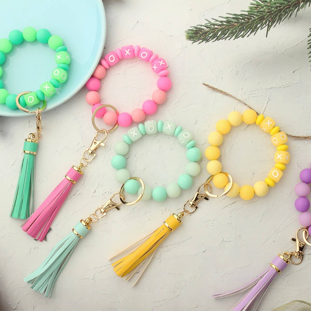 Glow-in-the-Dark Wristband with Tassel Keychain