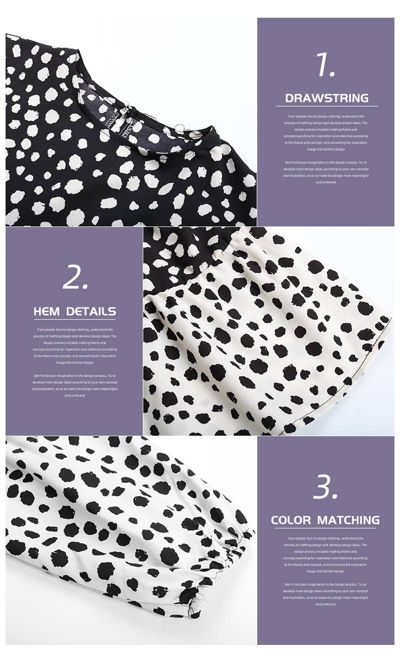 PRINT PATCHWORK RUFFLED SKIRT LONG-SLEEVED DRESS