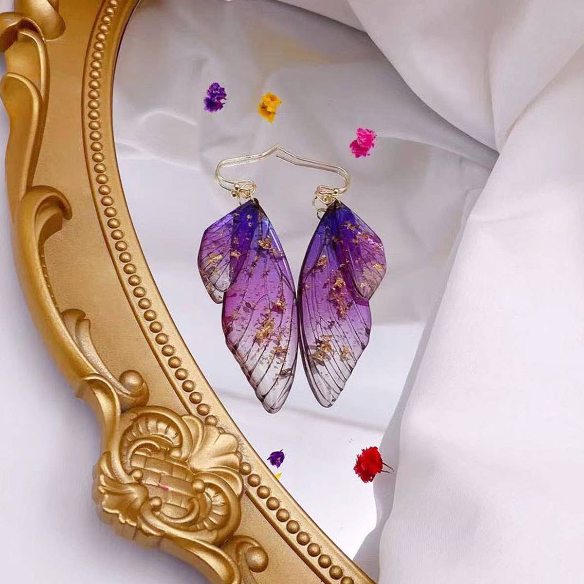 S925 Silver Cicada Wing Wing Butterfly Earrings