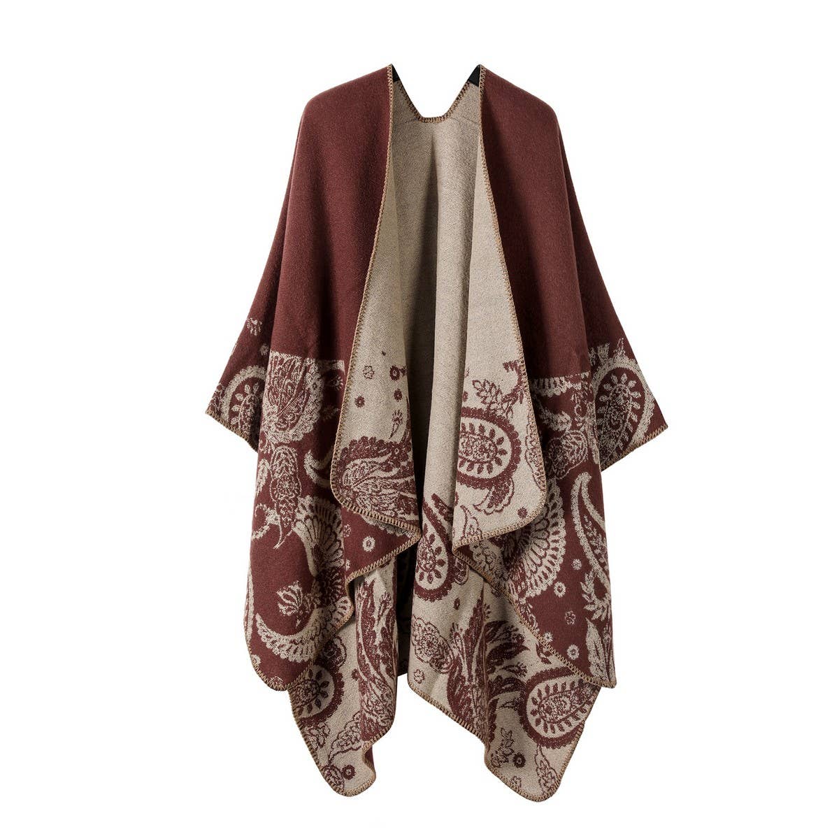 CASHEW FLOWER SHAWL SLIT CAPE DOUBLE-SIDED SCARF_CWASC2222
