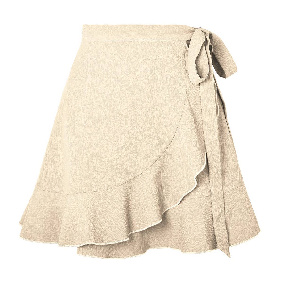 ONE-PIECE SKIRT SOLID COLOR RUFFLED SHORT SKIRT_CWAB4812