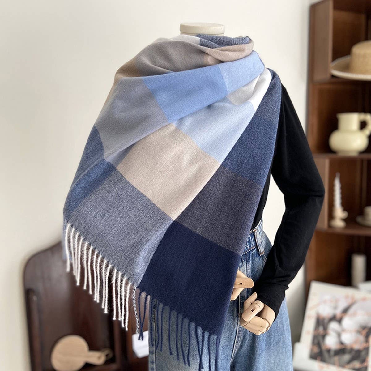 Warm Plaid Scarf Shawl for Women--Soft Winter Wrap
