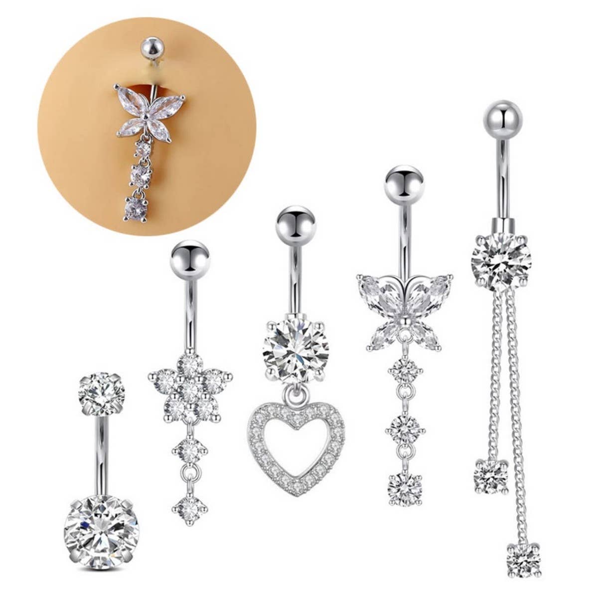 Butterfly CZ Belly Button Ring ??Body Piercing_CWMM9178