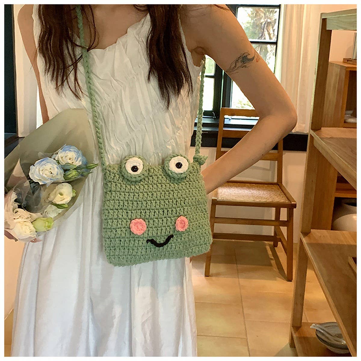 CUTE BIG-EYED CARTOON FROG CROCHET BAG_CWAB2413