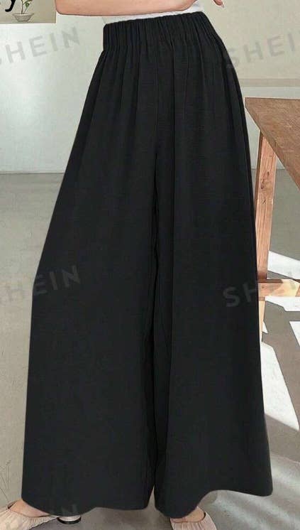 Fashion solid color long baggy wide-leg pants