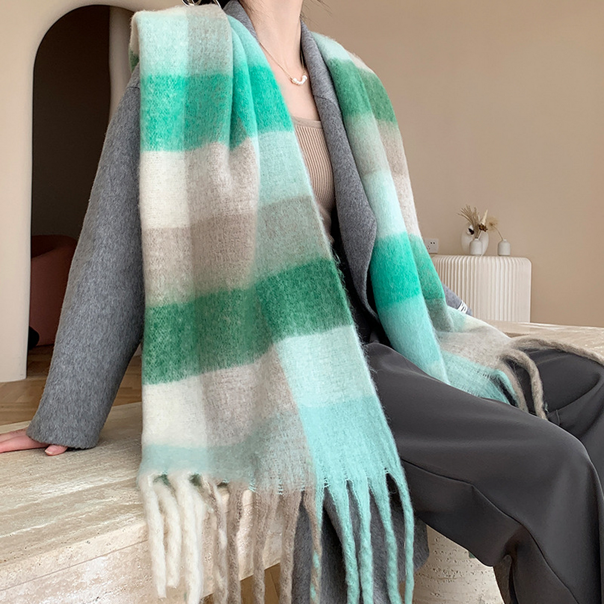 Plush AC Scarf ??Thick Soft Winter Wrap_CWASC2701