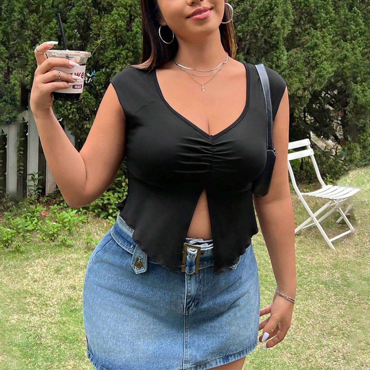 Sexy V-Neck Knit Sleeveless Top for Summer