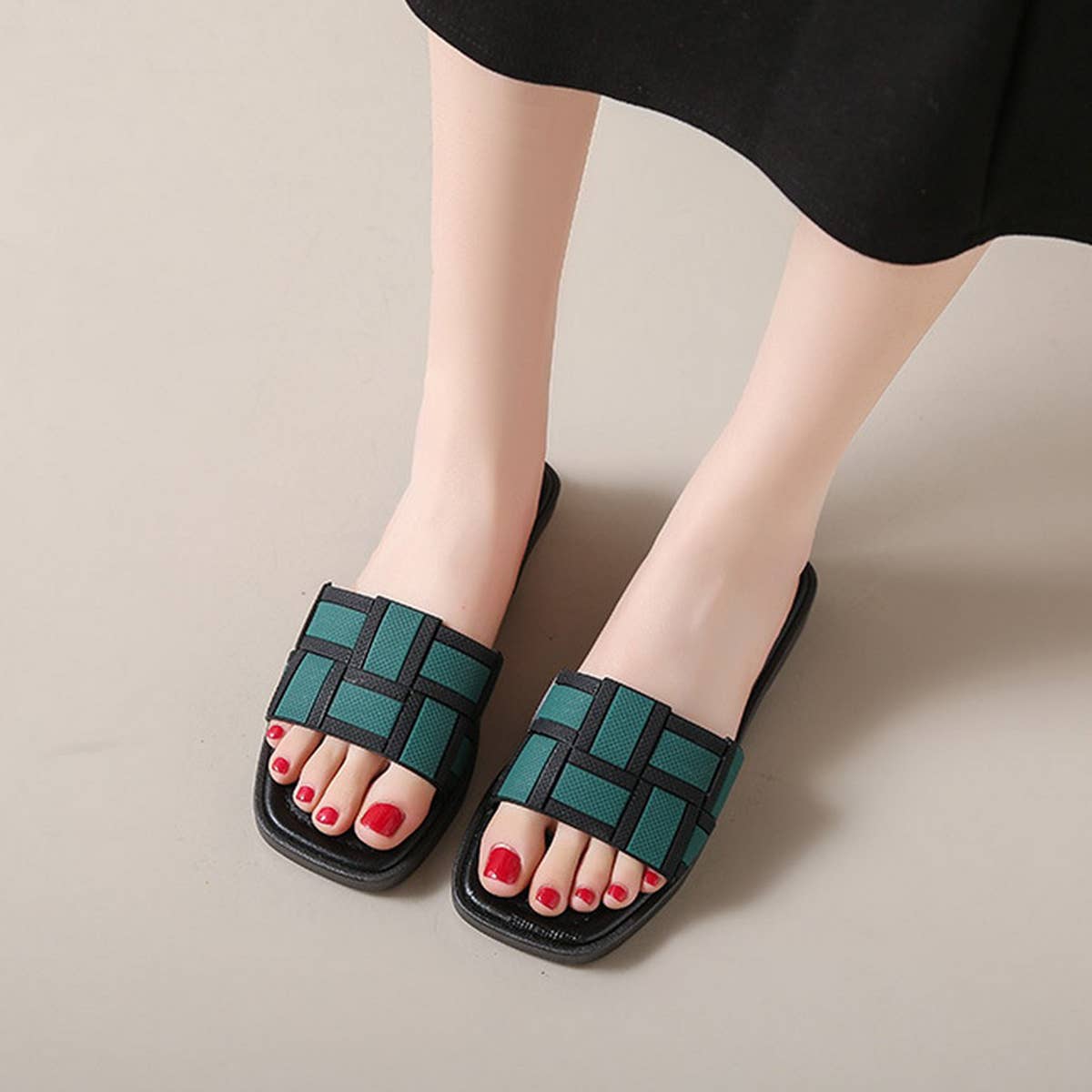 CHECKERBOARD PATTERN SUMMER SANDAL SLIPPERS_CWSHS0673