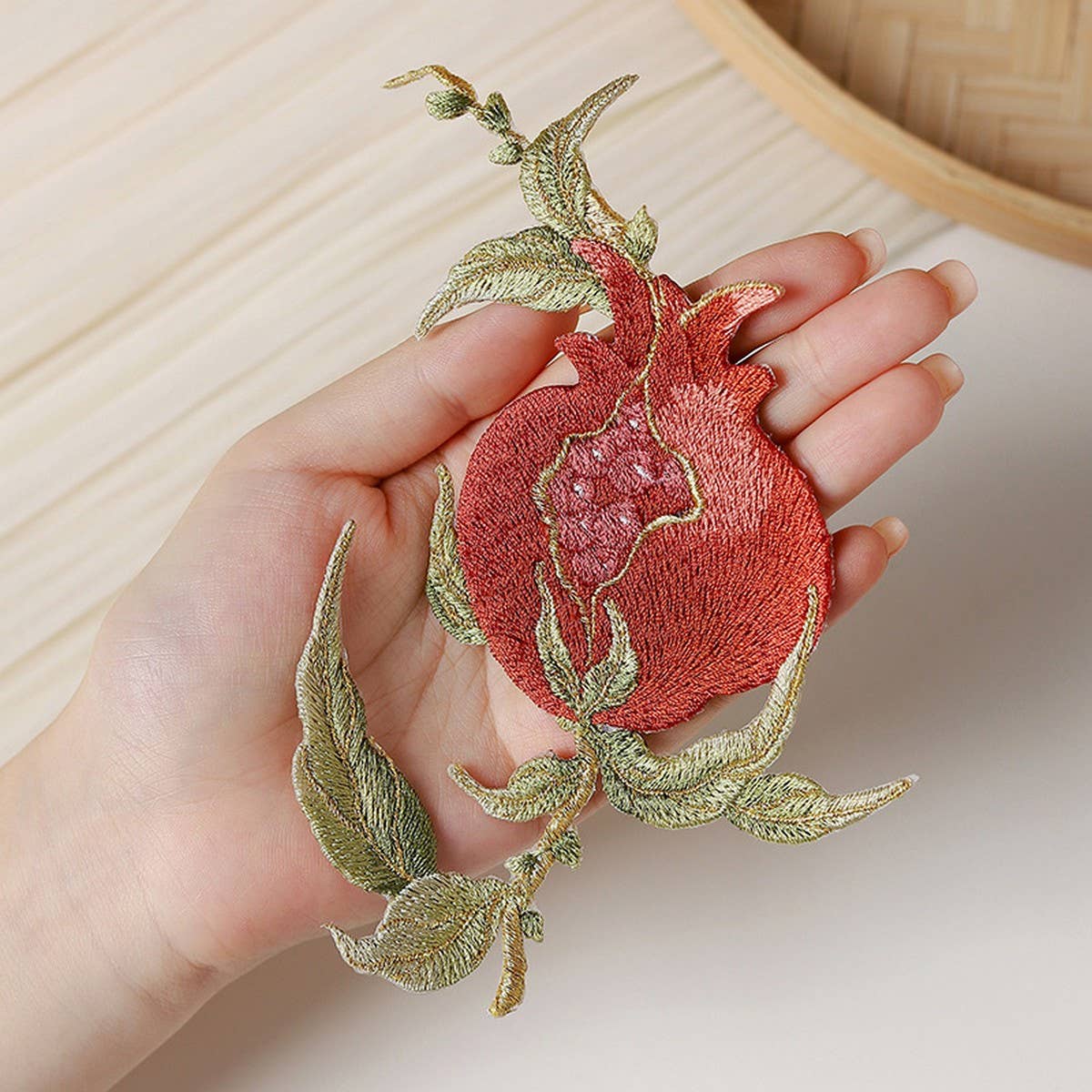 3D Pomegranate Embroidered Patch for Repair_CWMM5926
