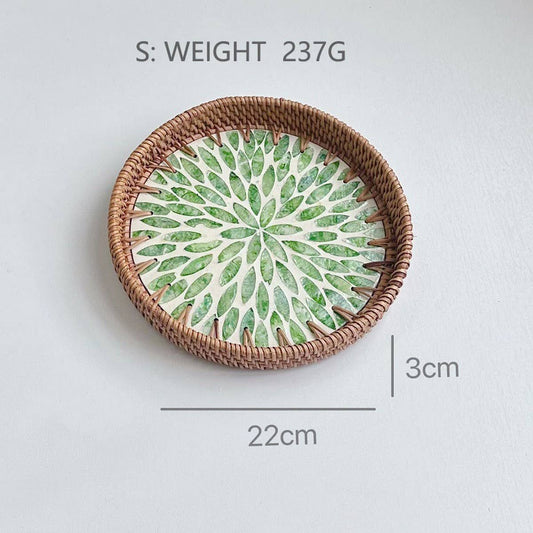 RATTAN COLORFUL SHELL CREATIVE HANDMADE FRUIT PLATE_CWMM4480