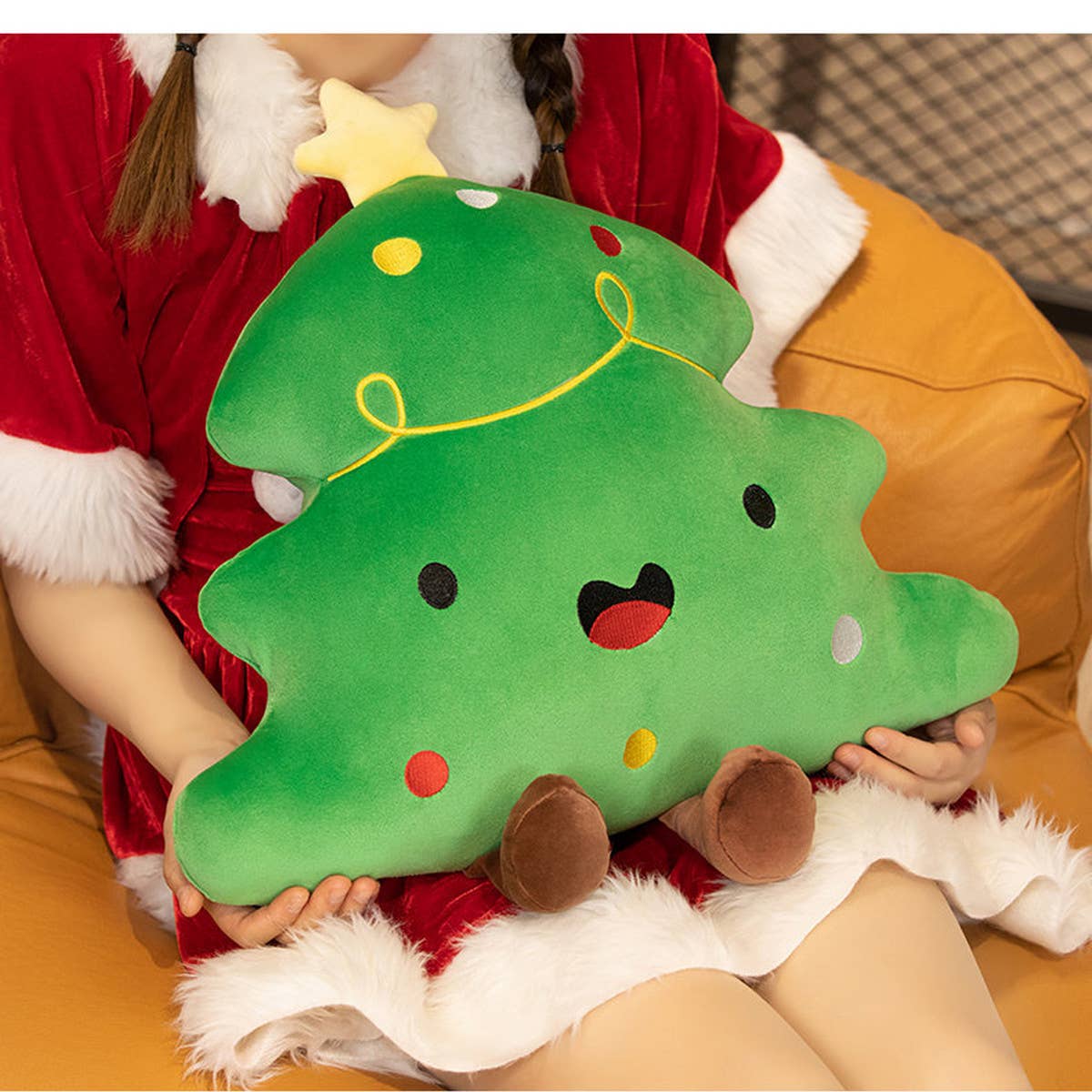 CARTOON CHRISTMAS SNOWMAN CHRISTMAS TREE PILLOW_CWMM1440
