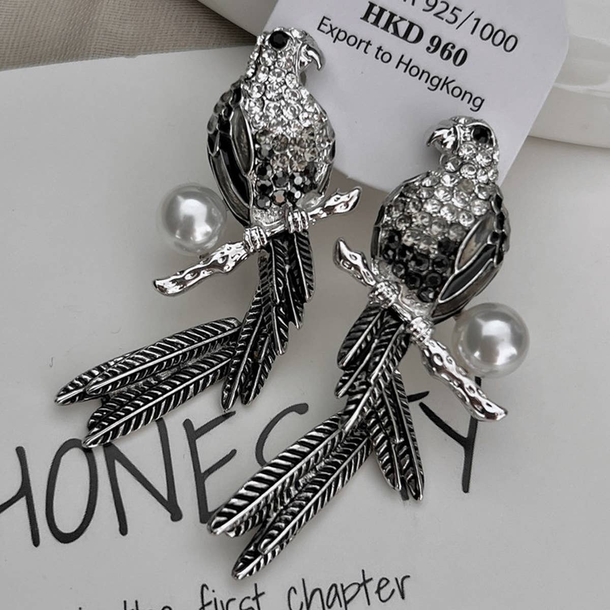 VINTAGE PERSONALIZED PEARL PARROT EARRINGS