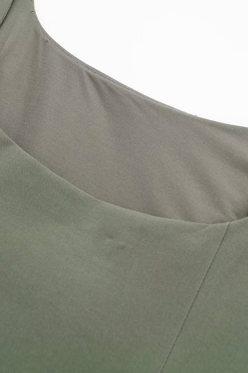 CWDSD6656_U-NECK SLEEVELESS WAIST RUFFLED SUSPENDER DRESS