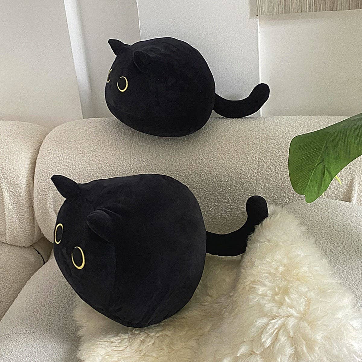 CUTE BLACK CAT PLUSH TOY PILLOW