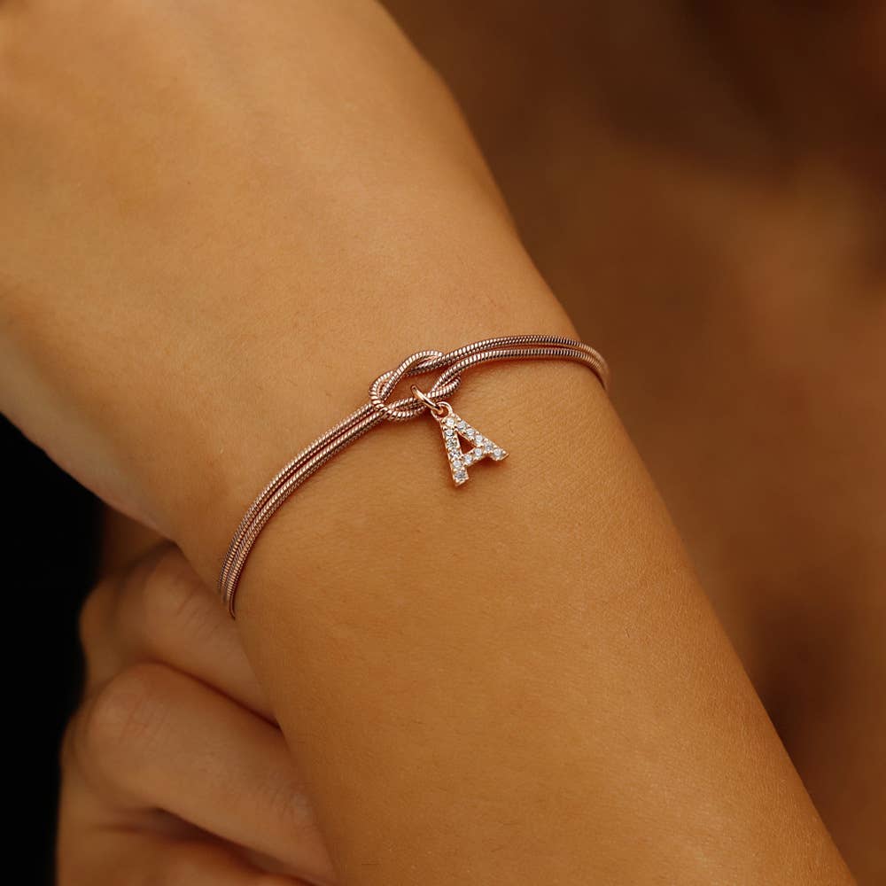 26-letter knotted snake bone zircon bracelet