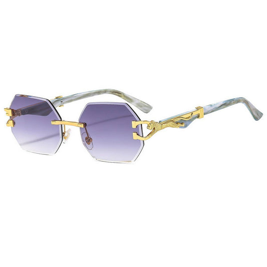 Leopard Head Rimless Cut Edge Sunglasses