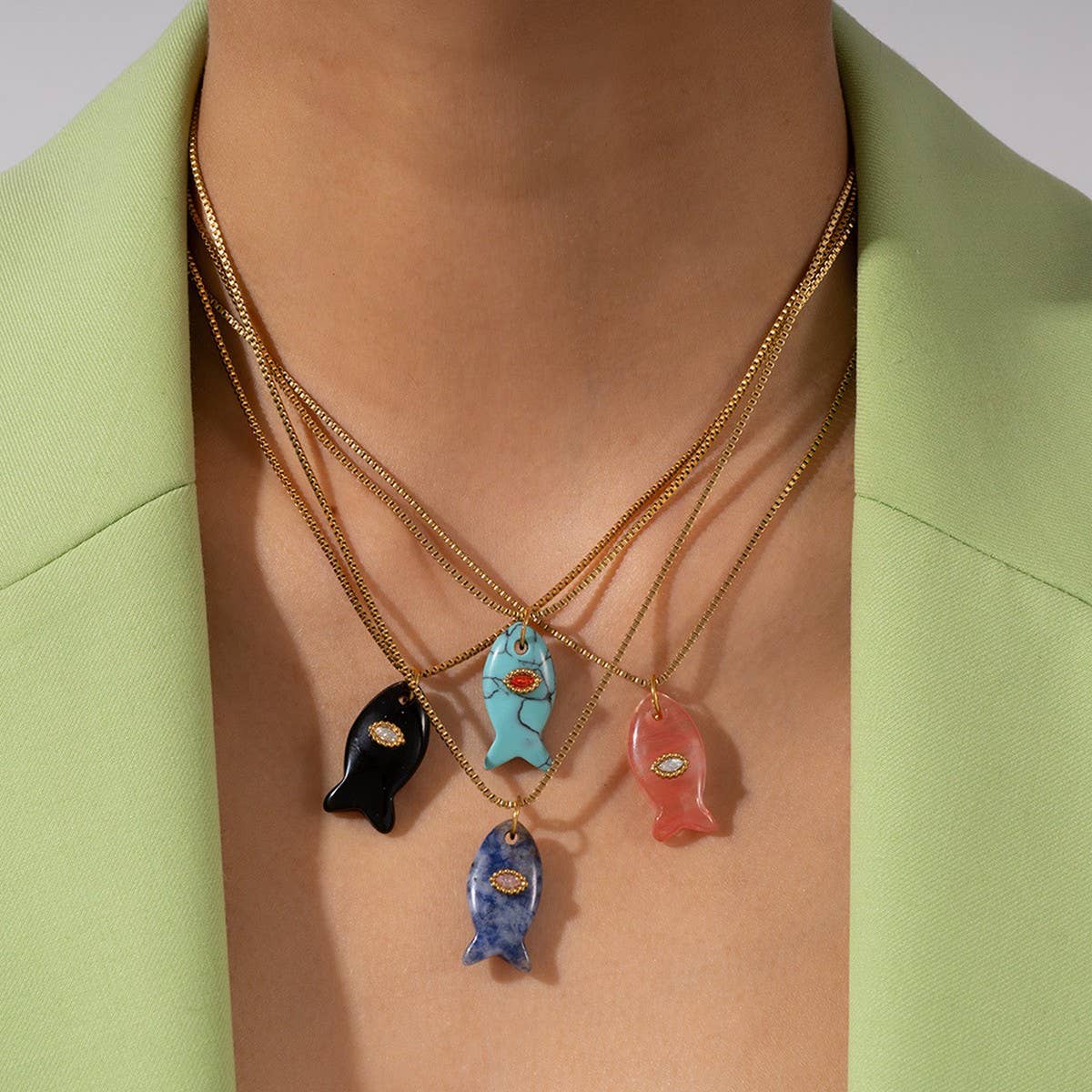 Minimal Fish Pendant Necklace for Beach