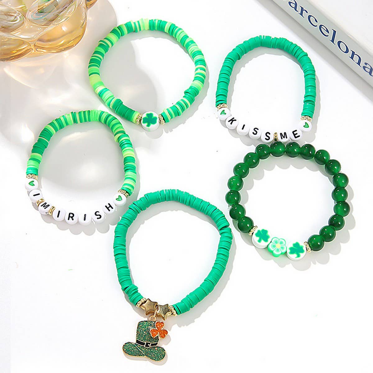 ST. PATRICK'S DAY LUCKY CLOVER CHARM BRACELET SET_CWMM3507