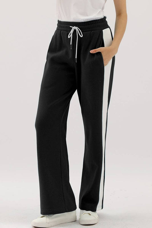 CWBLP398_HIGH WAISTED STRAIGHT WIDE LEG LONG SWEATPANTS