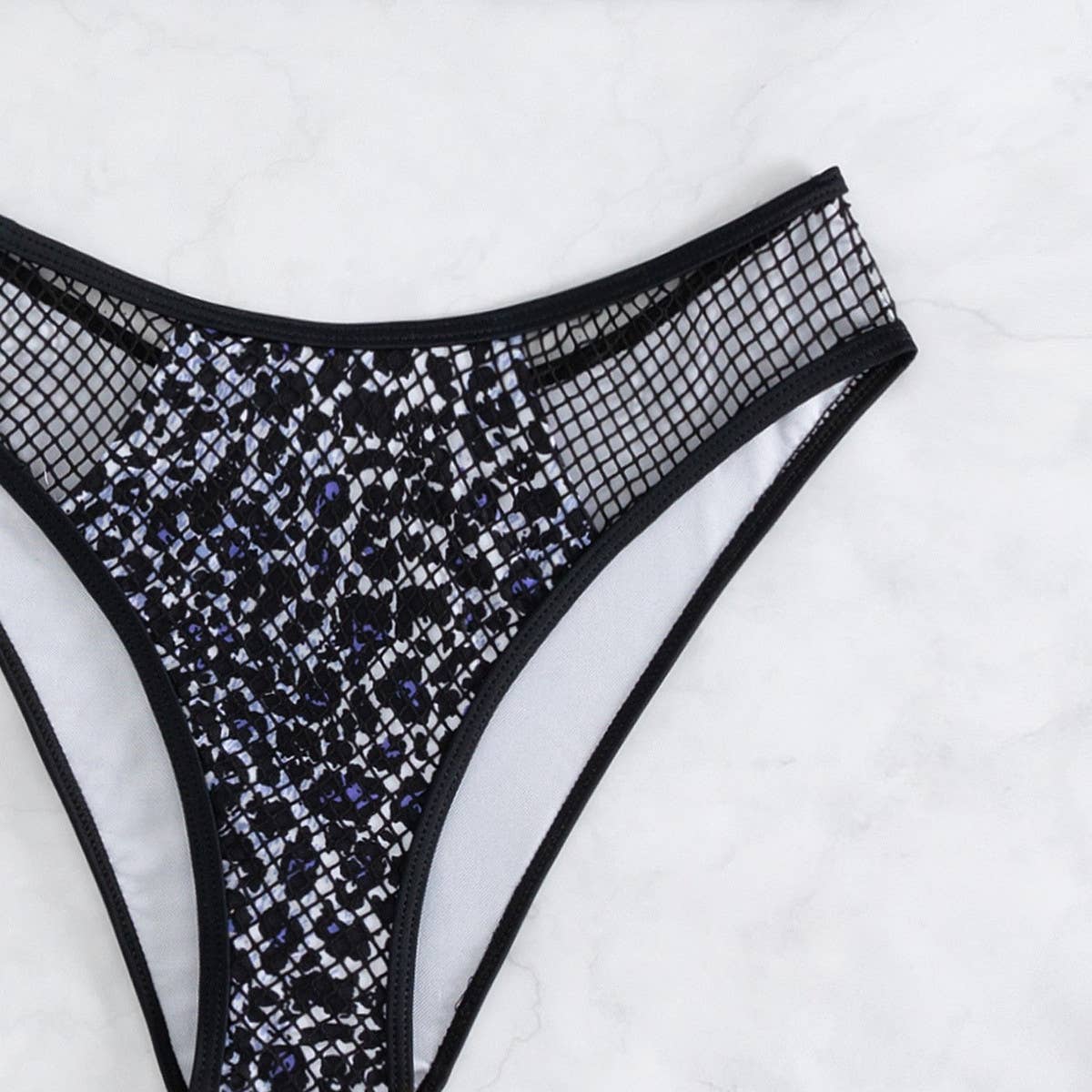 HALTER NECK FISHNET HOLLOW BIKINI SWIMSUIT