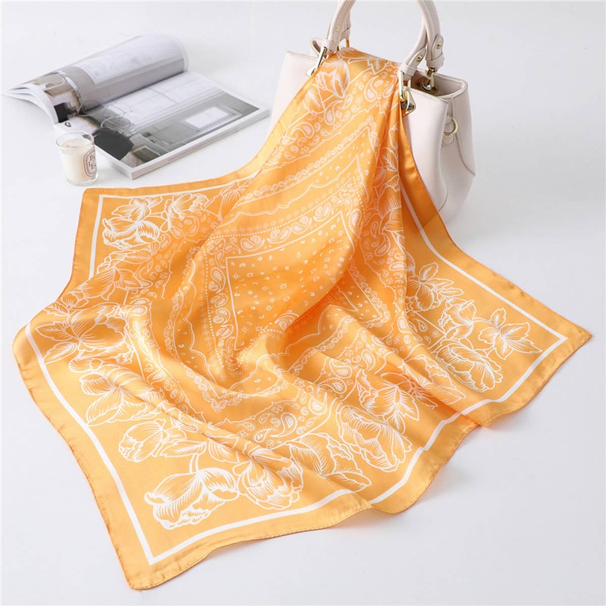 27in Paisley Lace Print Satin Square Scarf Women_CWASC1435