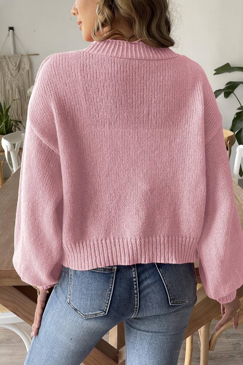 CWOSWL07334_WOMEN PEARL BEADED OPEN FRONT KNIT CARDIGAN