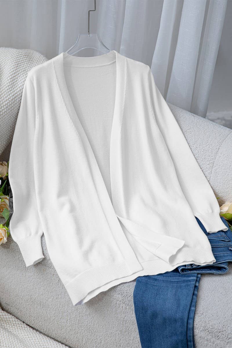 CWOCAL00725_LONG SLEEVE LOOSE SOLID POCKET KNIT CARDIGAN