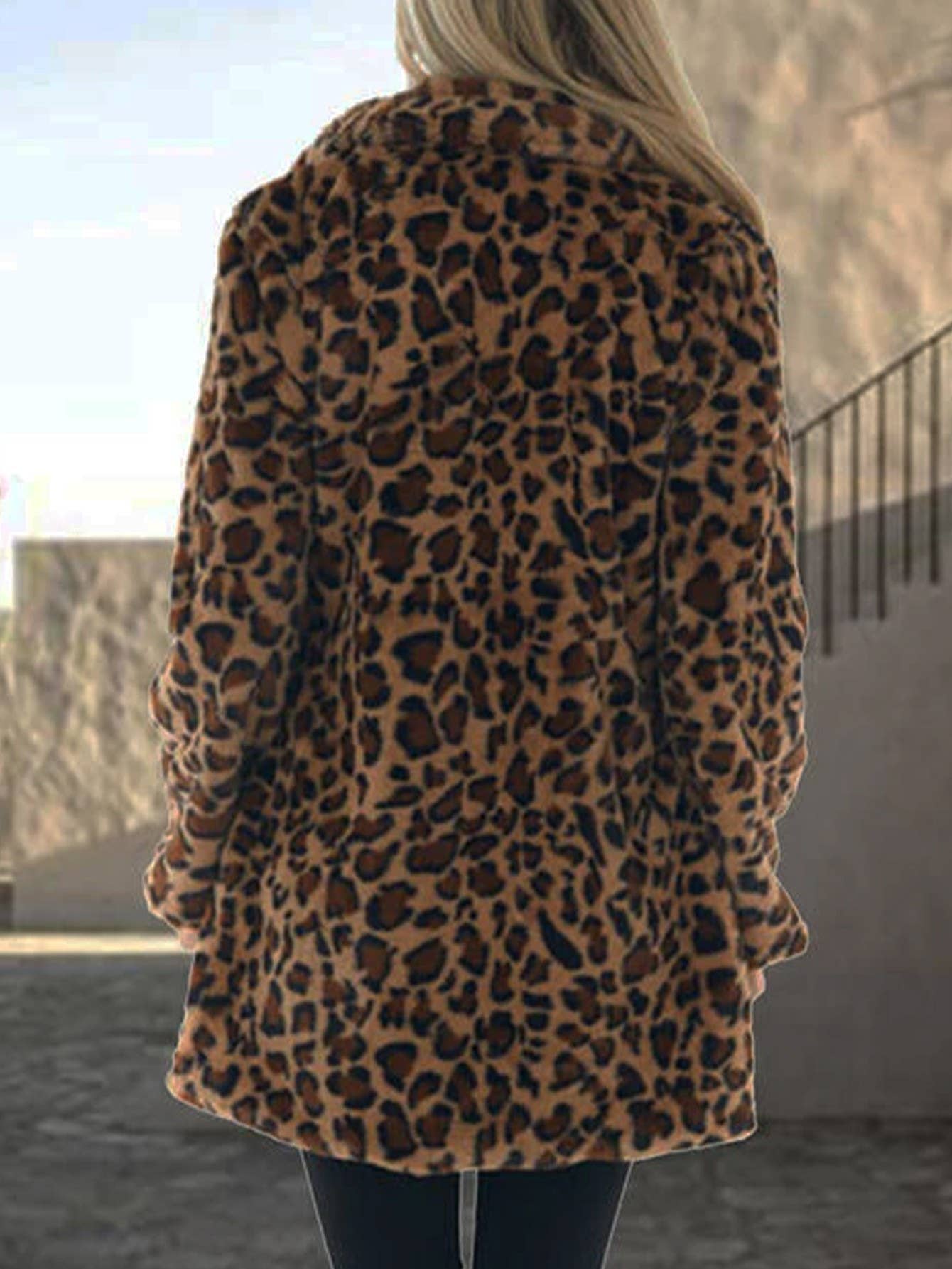 LEOPARD PRINT STYLE RABBIT HAIR STYLE LOOSE COAT