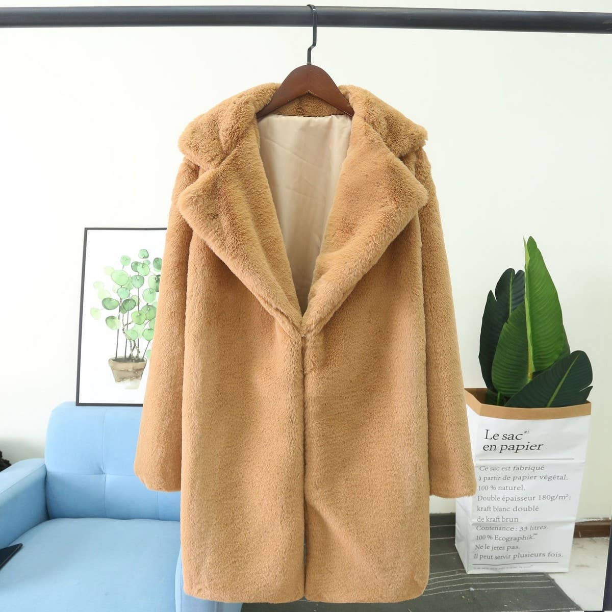 Faux Rabbit Fur Blazer Coat Women Loose Fit