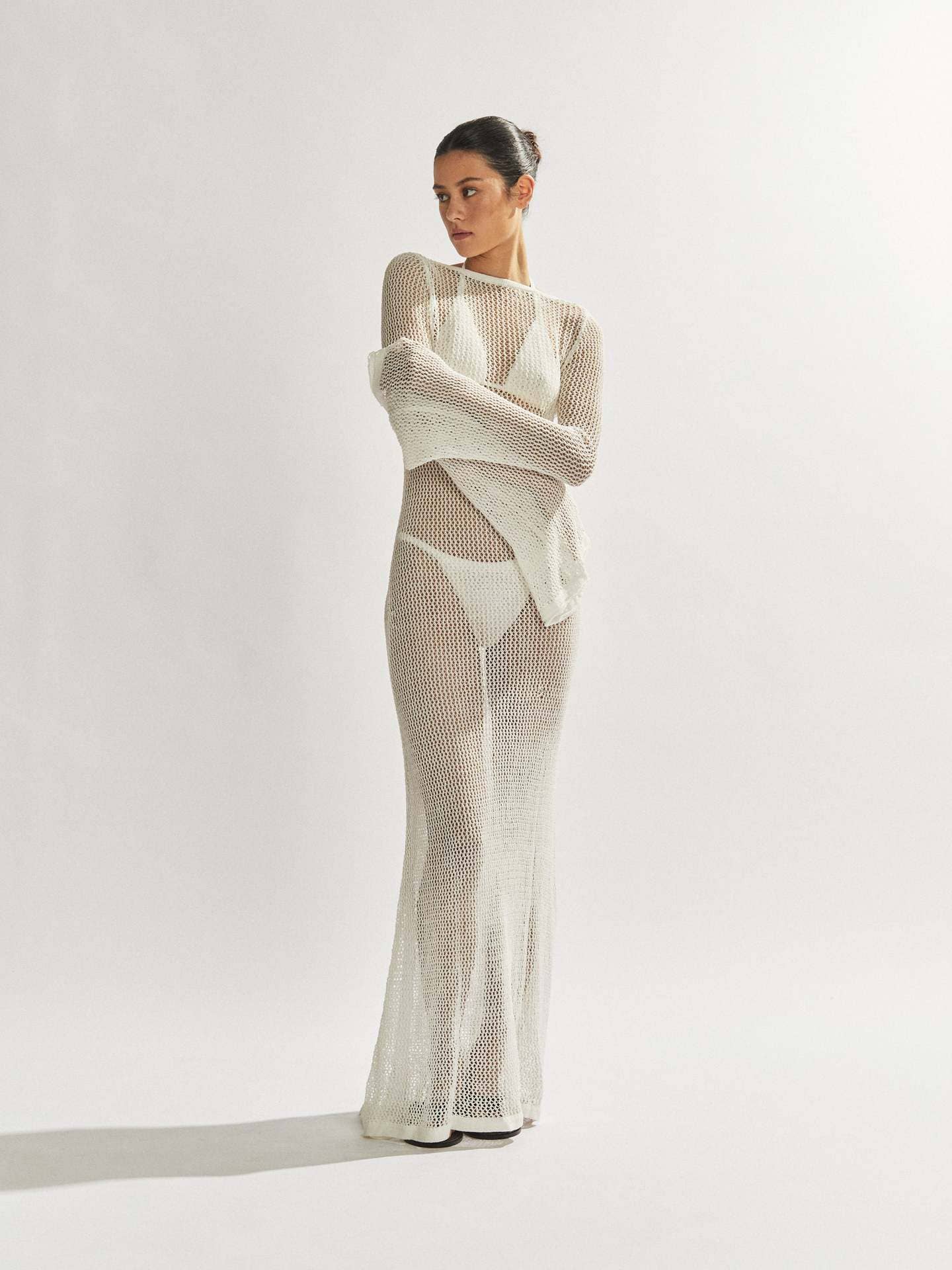 See-through floor-length dress